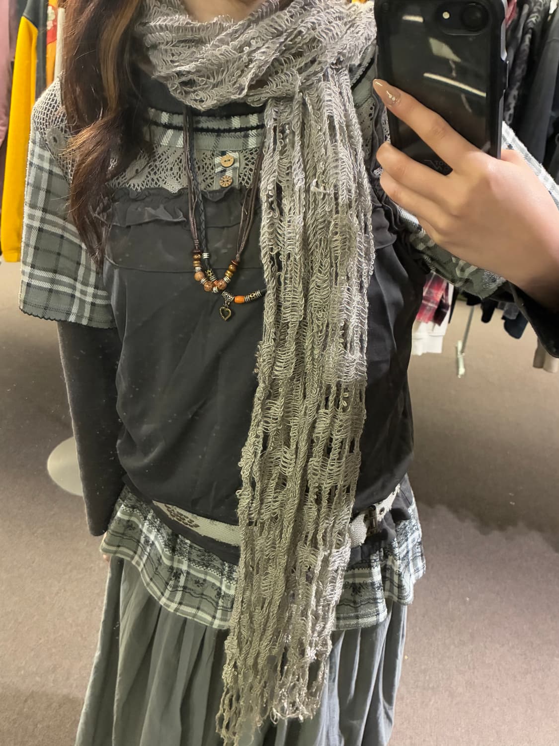 Katharine Hamnett London 빈티지 여성 펀칭 모카 머플 상품이미지1