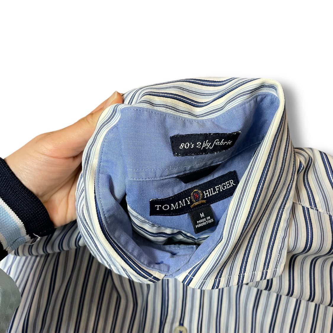 타미힐피거 블루 스트라이프 원포켓 긴팔 셔츠 M 상품이미지4