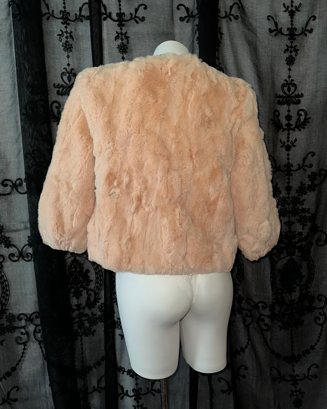Coral pink rabbit fur jacket 상품이미지5