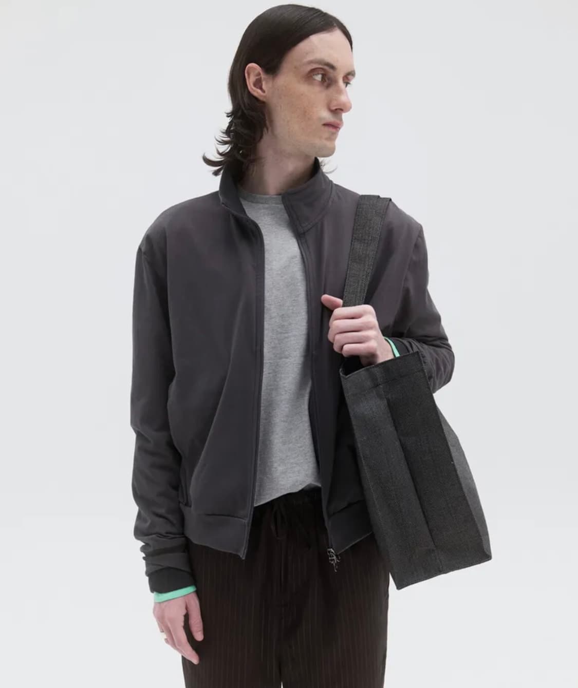 PUNCHED RIB TRACK JACKET - CHARCOAL 상품이미지1