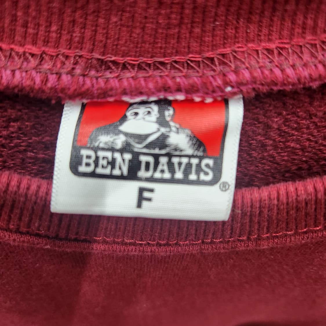 벤 데이비스 원포켓 로고 버건디 맨투맨 L 상품이미지4