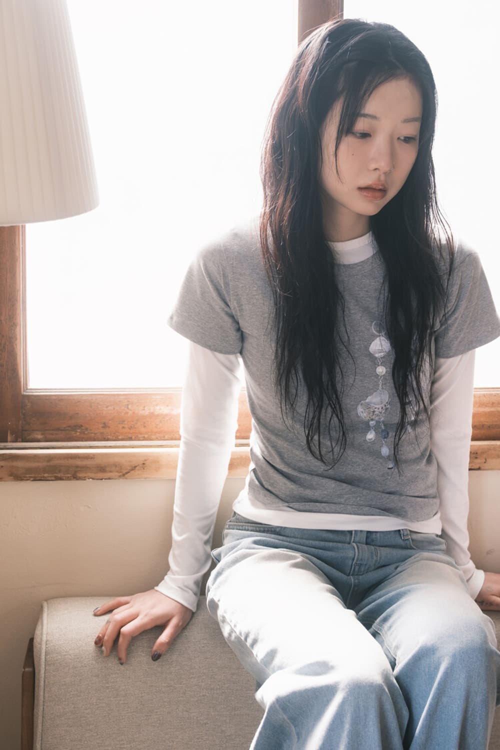 Fragfarm 프레그팜 Seashell Earrings Tee 그레이 상품이미지2