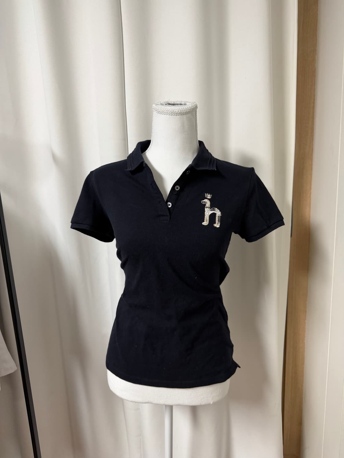 유일)해지스 딱붙 y2k 빅로고 피케 카라티 상품이미지1