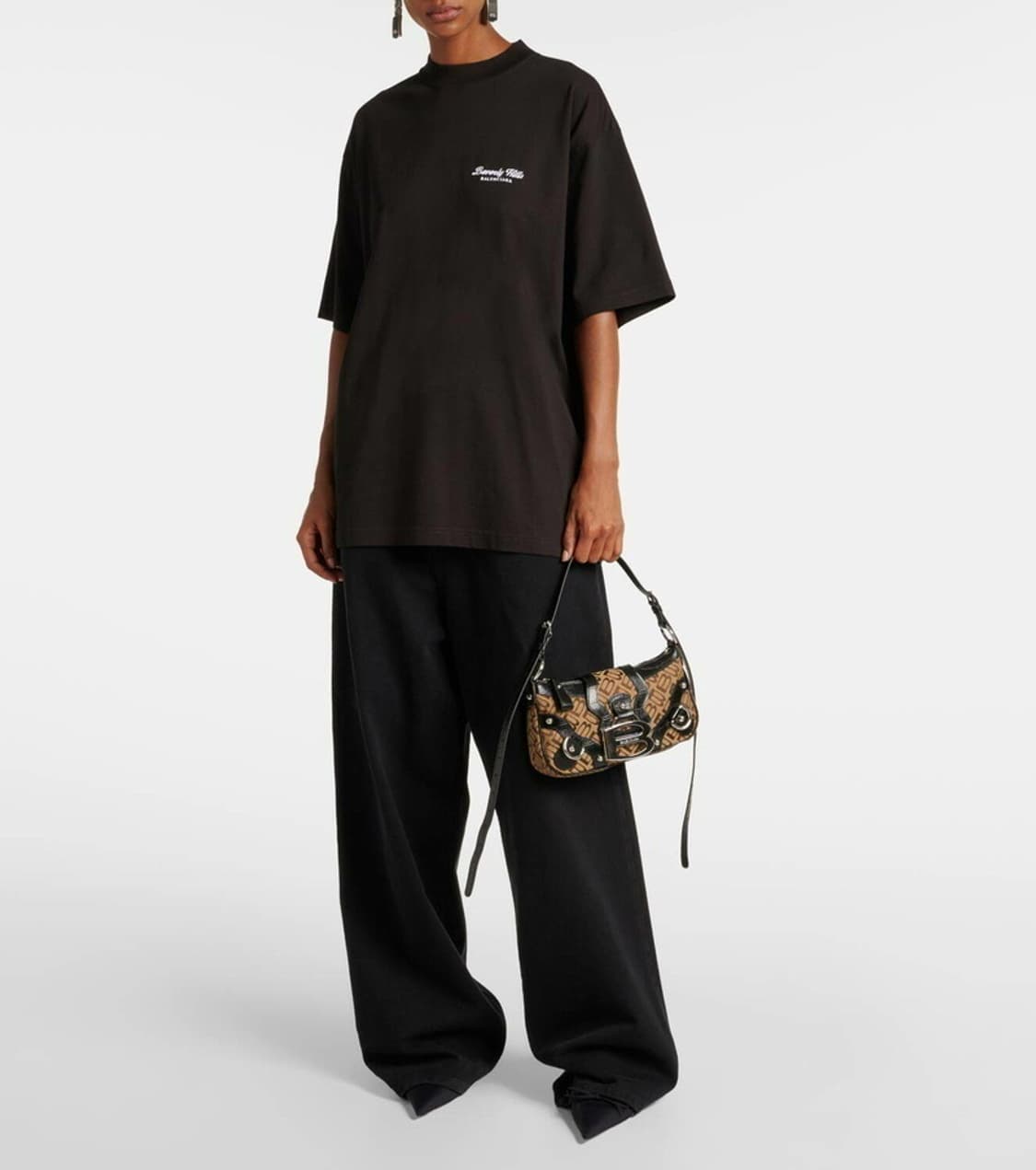 (정품/새상품) 발렌시아가 여성 베이지 블랙 에섹스 스몰 숄더백 상품이미지5