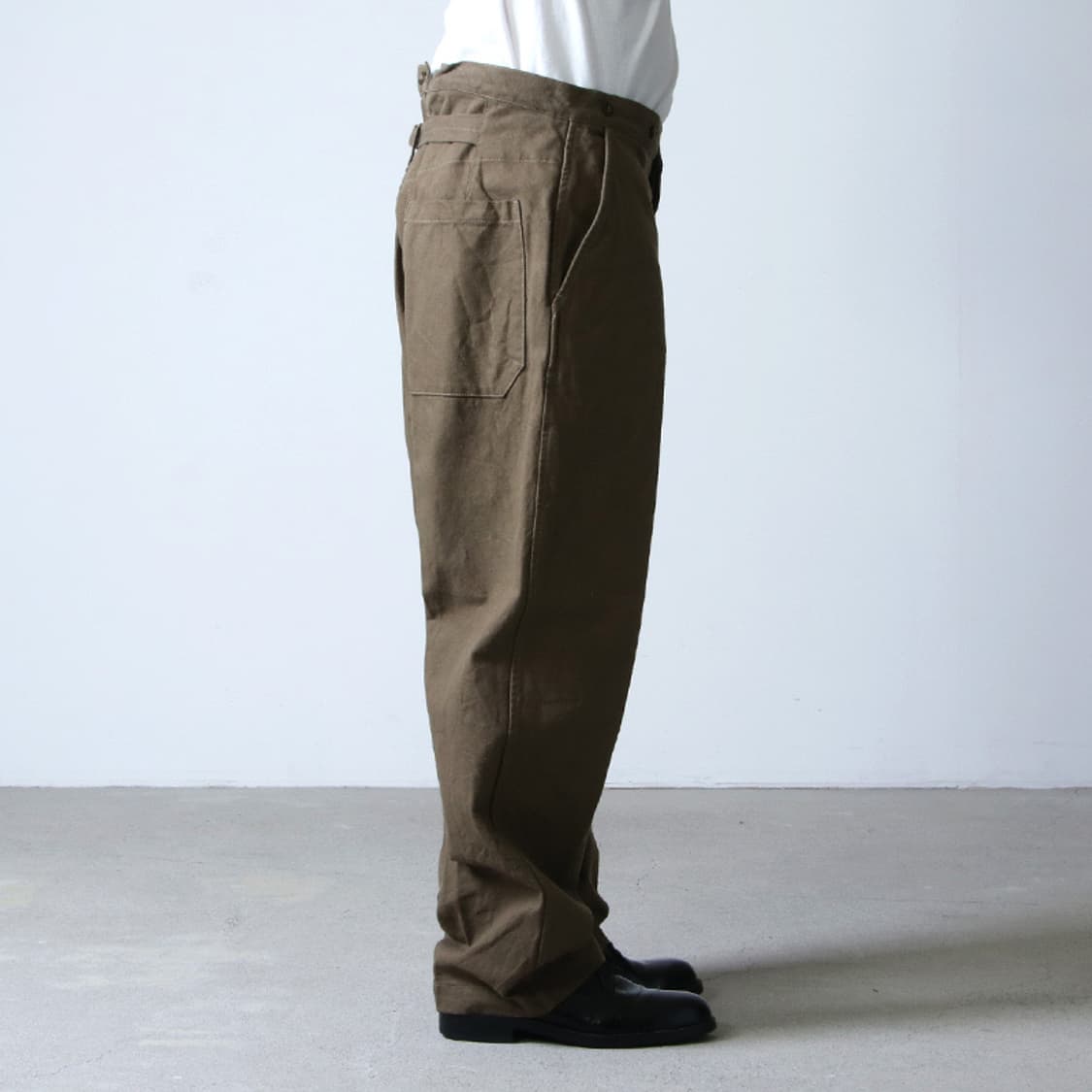 코모리 코튼 실크 오버팬츠 올리브 상품이미지2