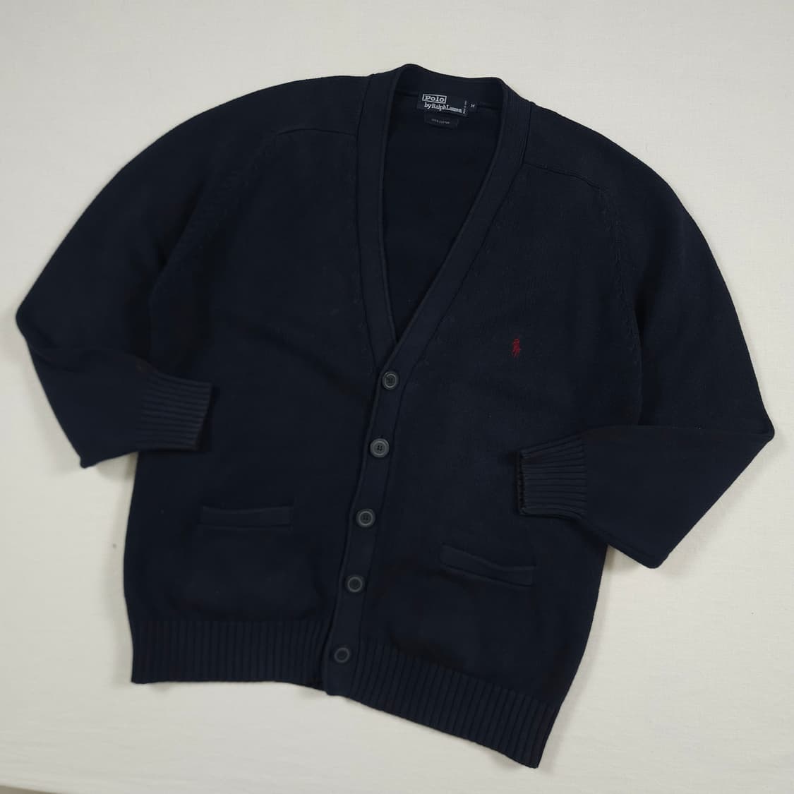 L(100) 폴로 랄프로렌 코튼 가디건 네이비 상품이미지1
