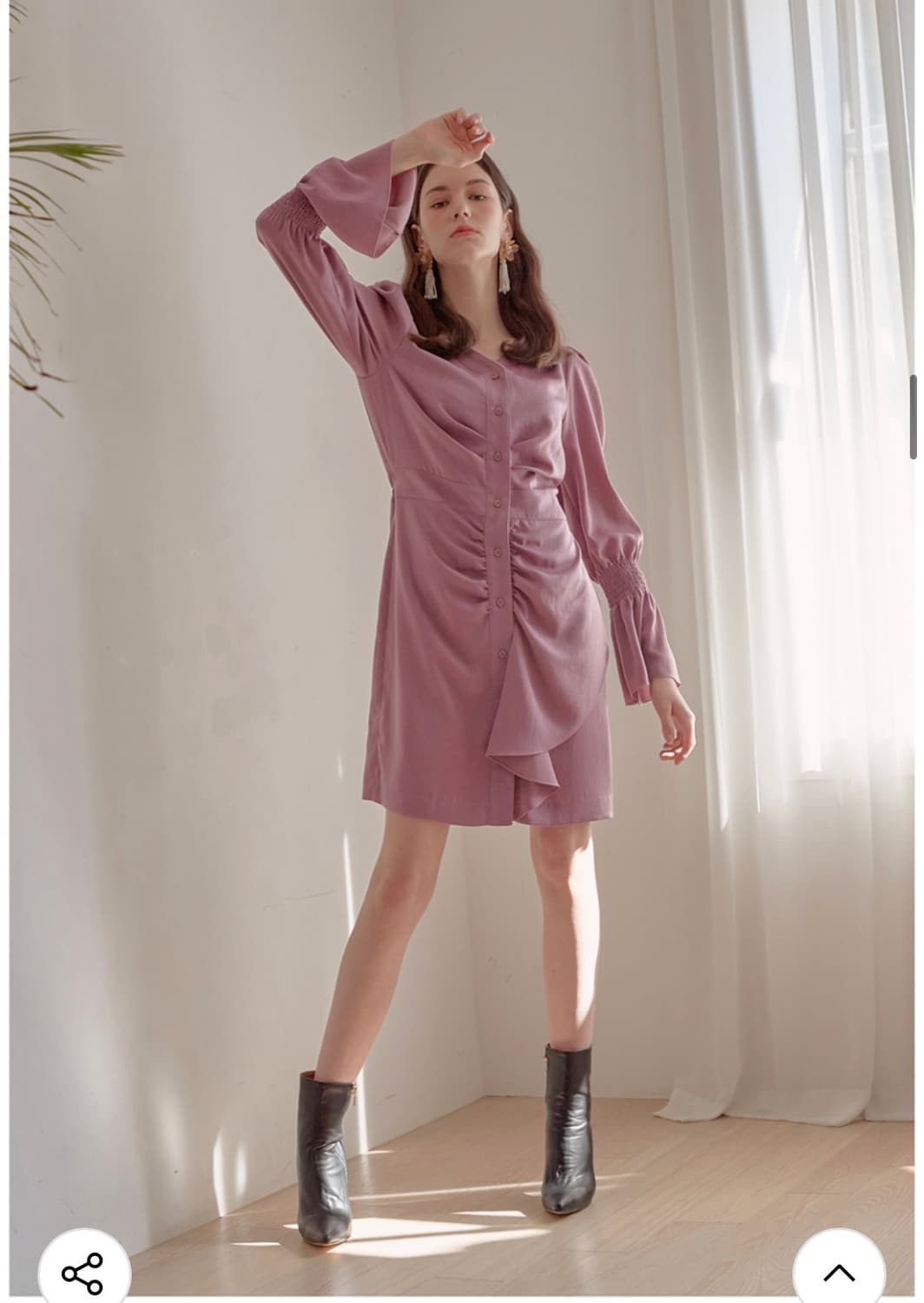 쥴리앤칼라 퍼플 펄 셔링 핀턱 원피스 F 상품이미지5