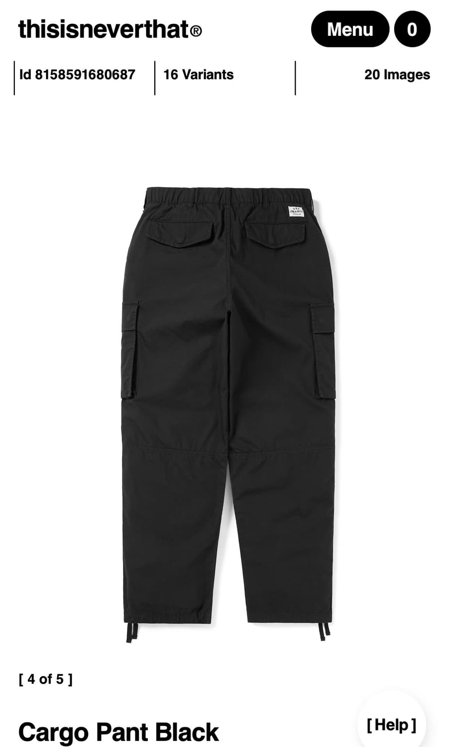디스이즈네버댓) Cargo Pant Black M 상품이미지2