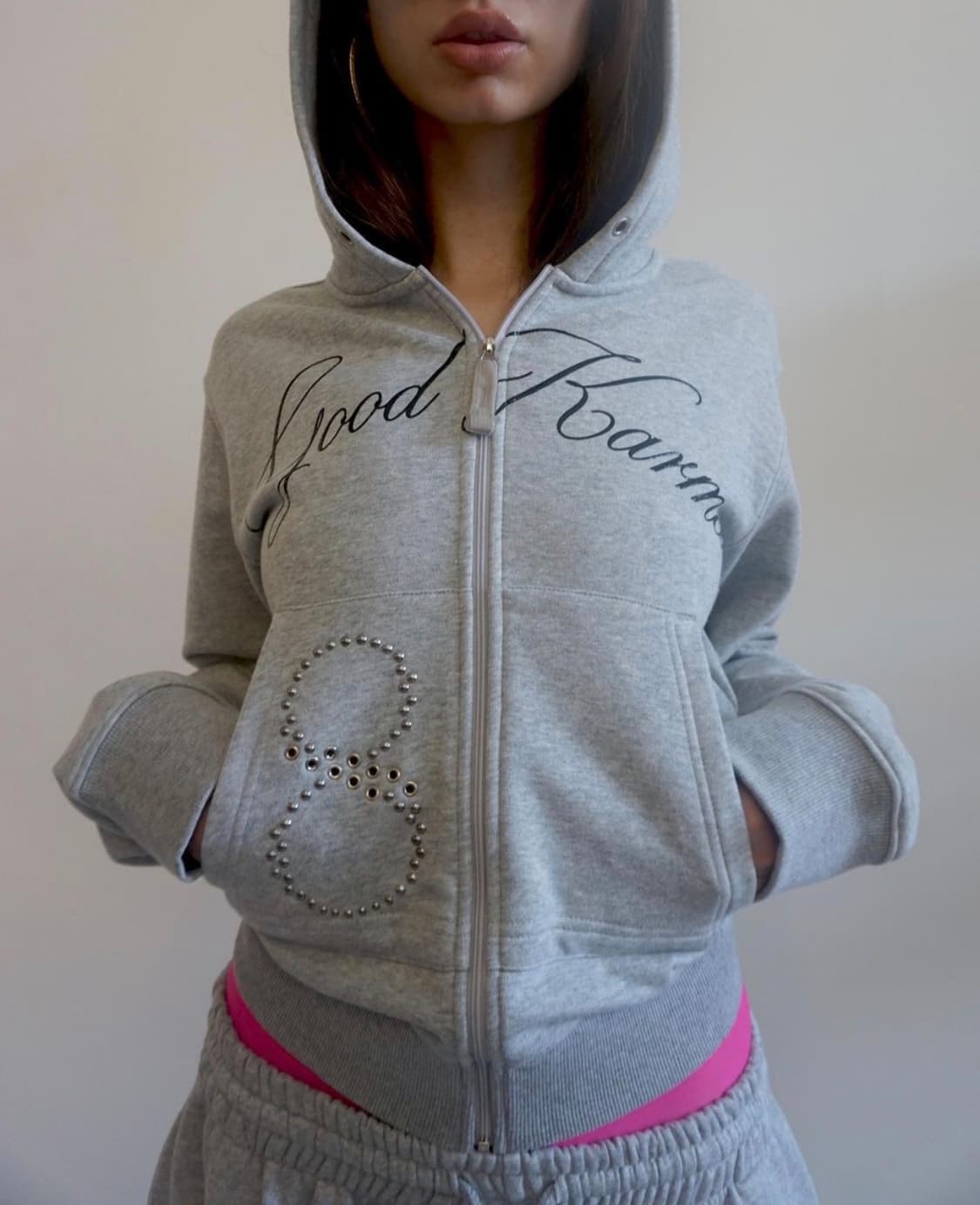 스컬프터 카르마 스터드 후드집업 멜란지그레이 M사이즈 상품이미지1