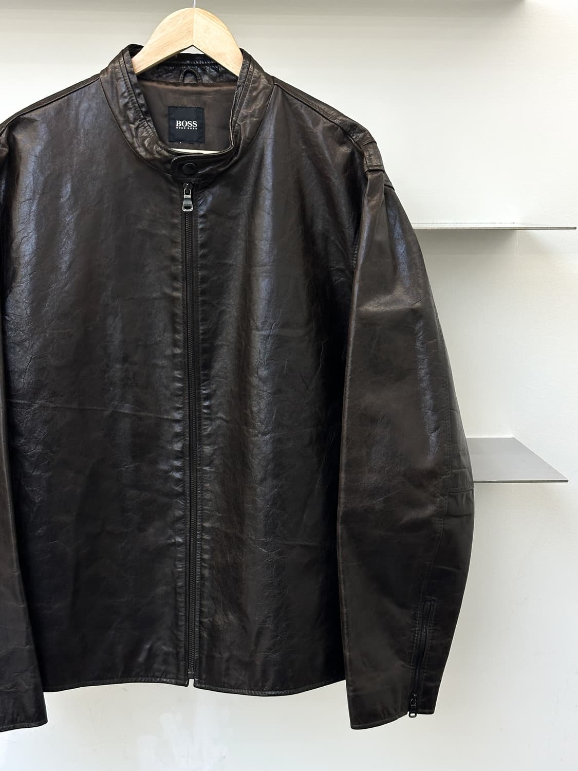 휴고 보스 싱글 레더 집업 자켓 상품이미지2