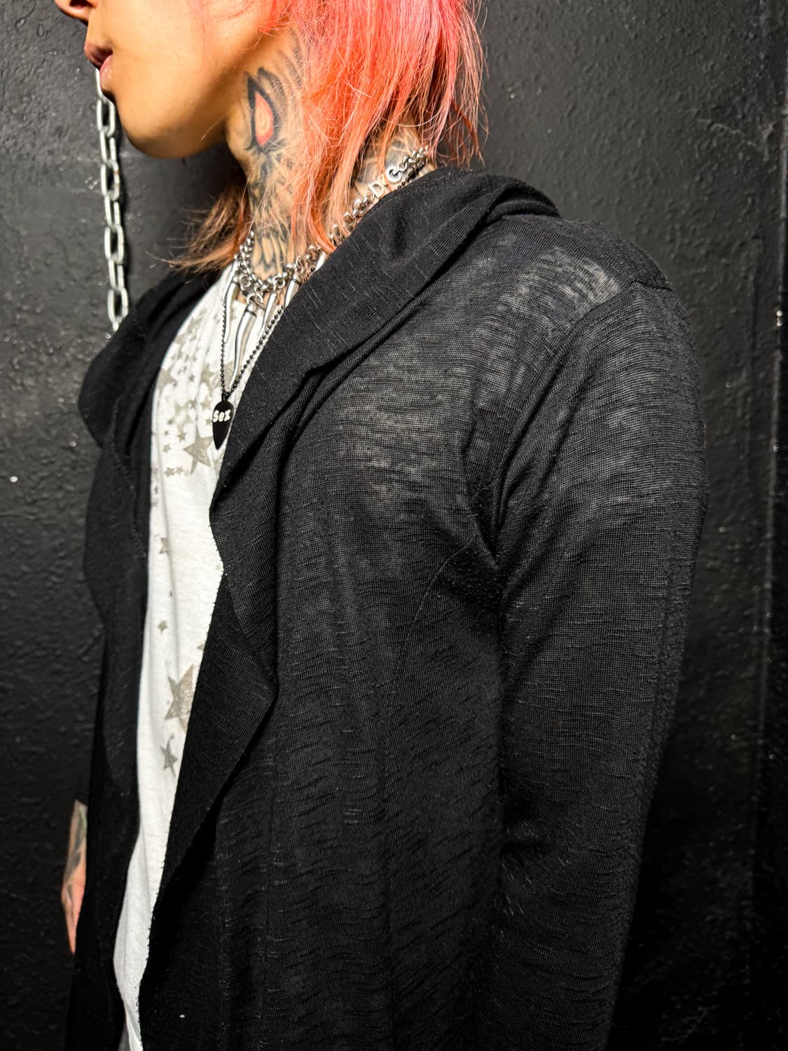 Black long draped hooded cardigan  상품이미지3
