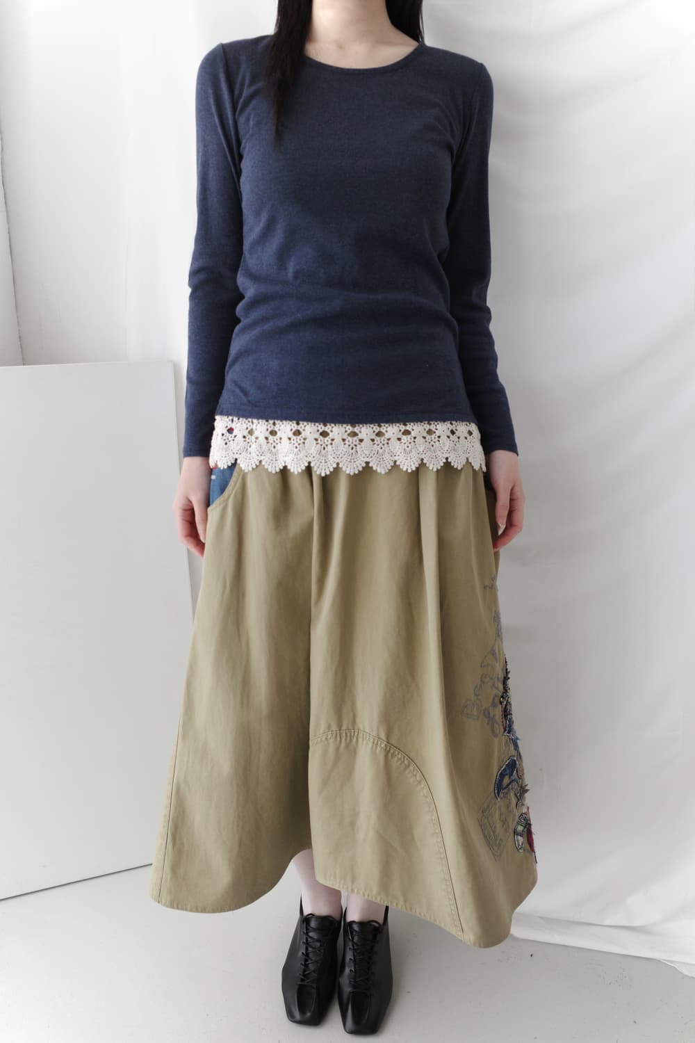 desigual) check embroidery skirt 상품이미지7