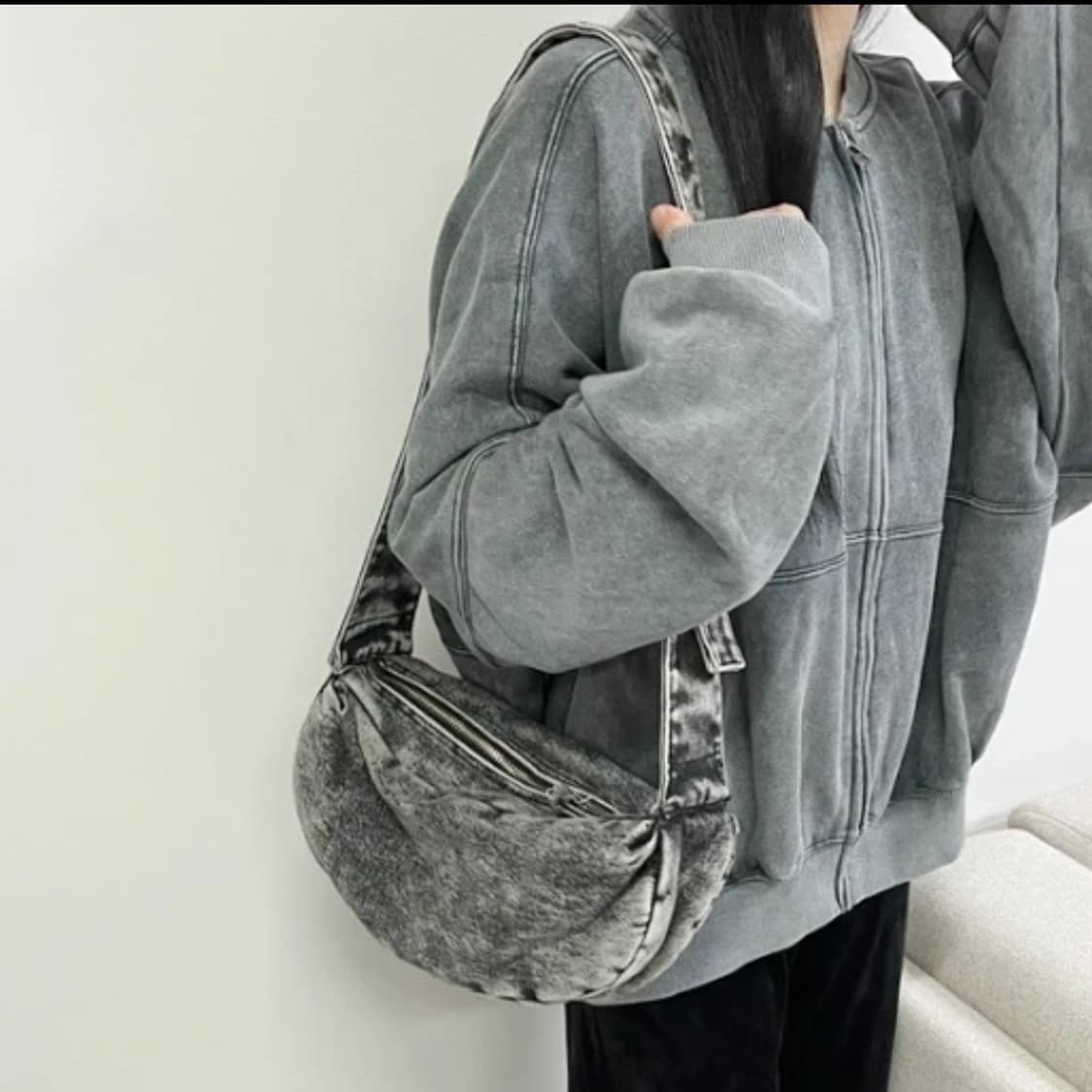 새상품)  핑크+보라 믹스핏 빈티지핏 크로스백 힙색 상품이미지3