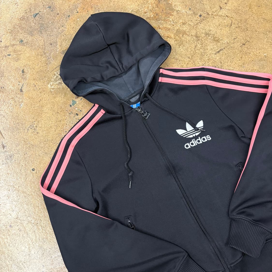 [정품/90] 아디다스 파이어버드 블랙 핑크 삼선 후드 집업 b18 상품이미지1