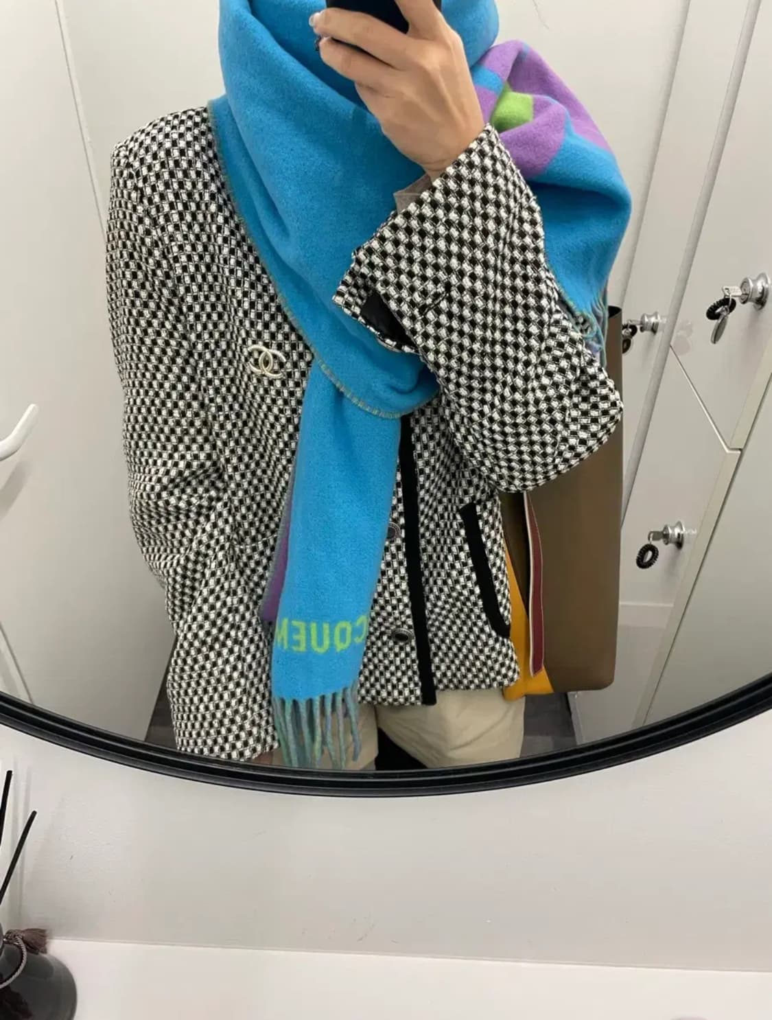 자크뮈스 리버시블 플라워 파워 스카프 머플러 퍼플 블루 상품이미지2