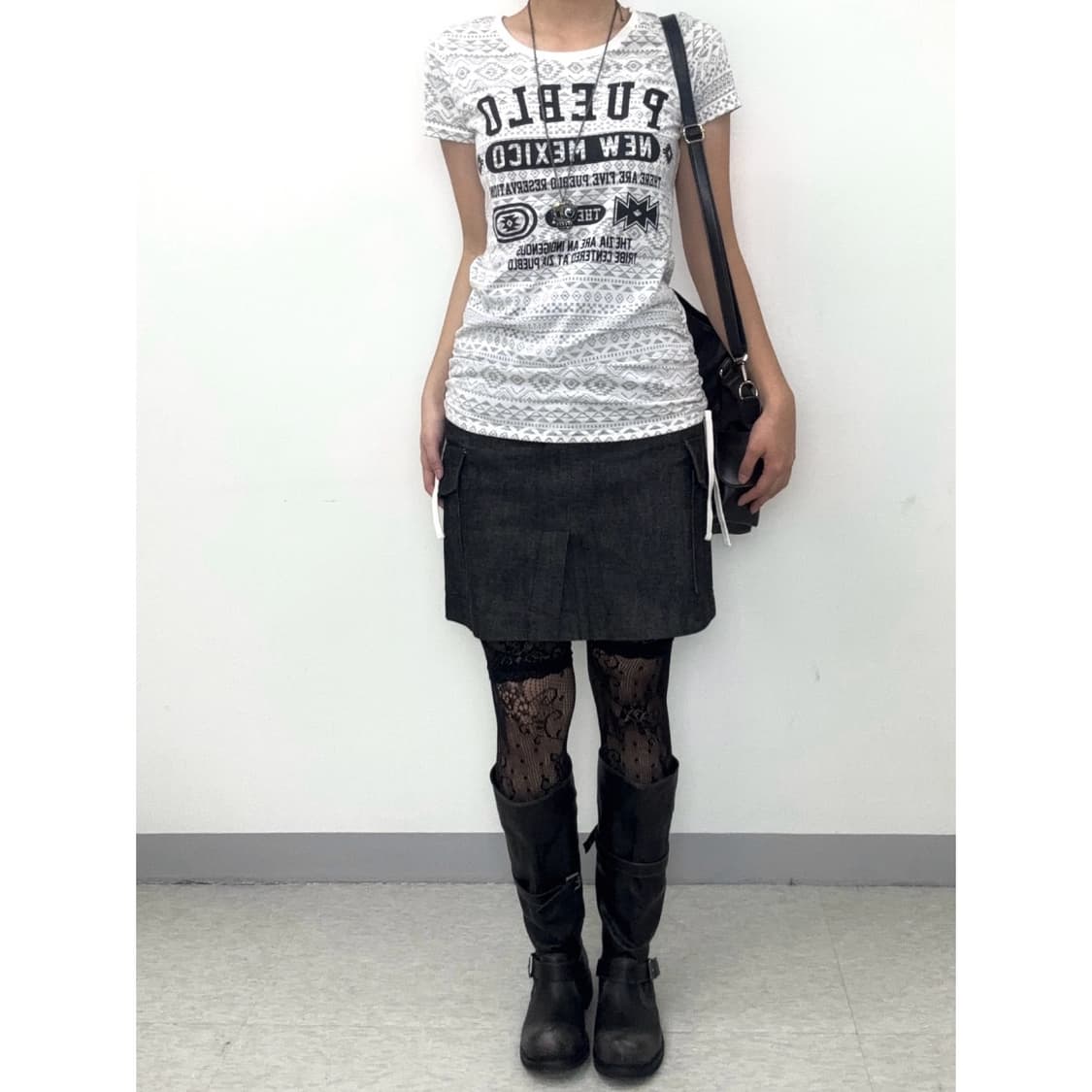 빈티지 흑청 데님 미디 스커트 상품이미지2