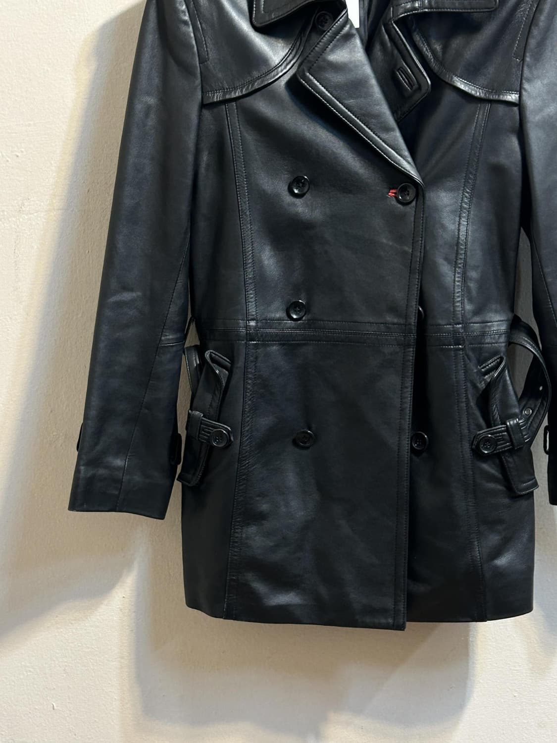 에스티코 블랙 양가죽 트렌치코트 상품이미지4