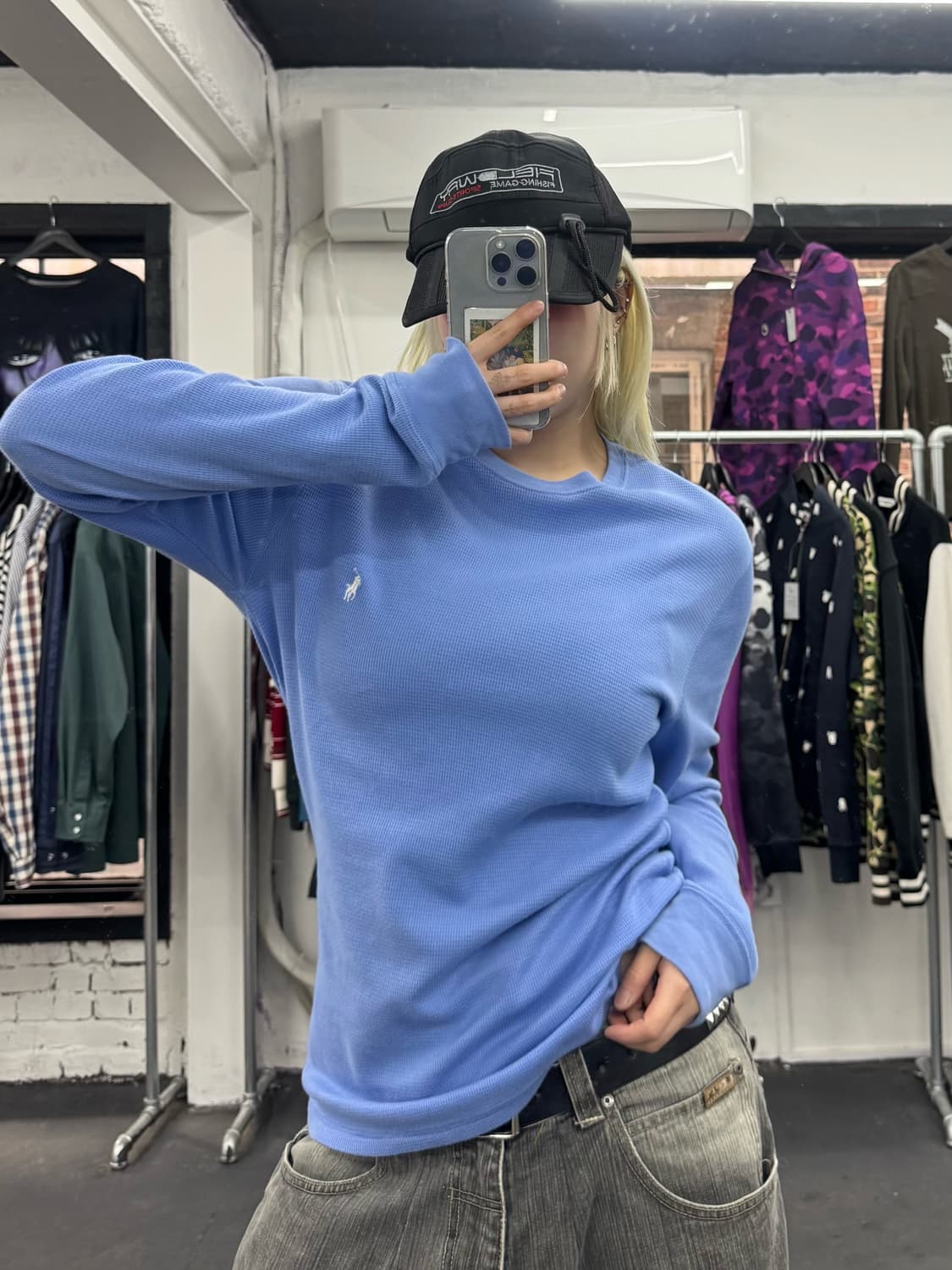 폴로 랄프로렌 와플 롱슬리브 스카이블루 상품이미지4