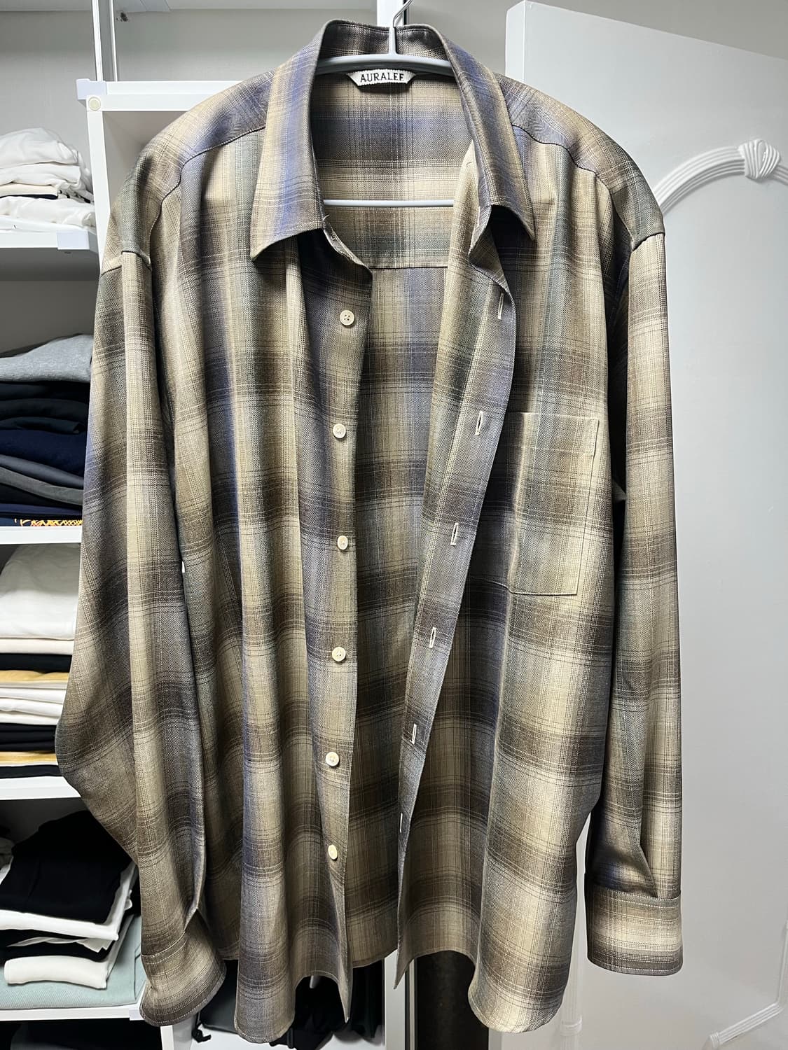오라리 수퍼 라이트 울 체크 셔츠 4사이즈 상품이미지1