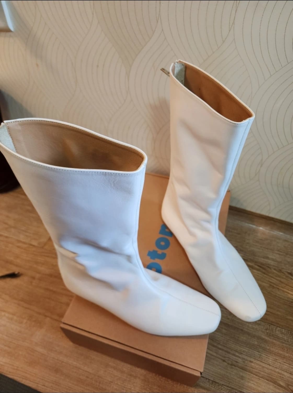 수제가죽 하프 부츠 화이트 245 상품이미지4