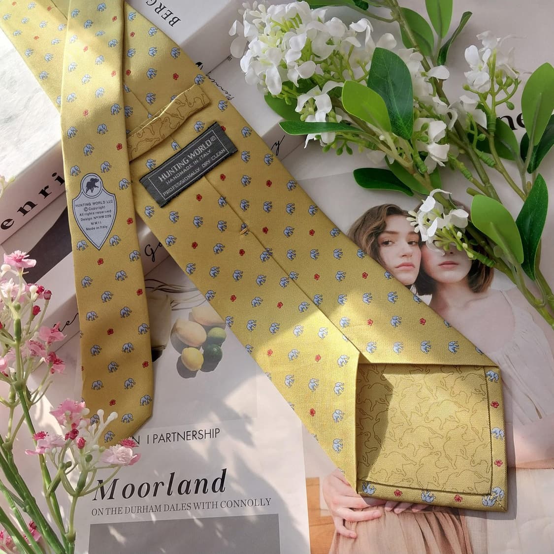 헌팅월드 실크 라임 코끼리 패턴 넥타이 9.4cm A등급 K1749
 상품이미지5