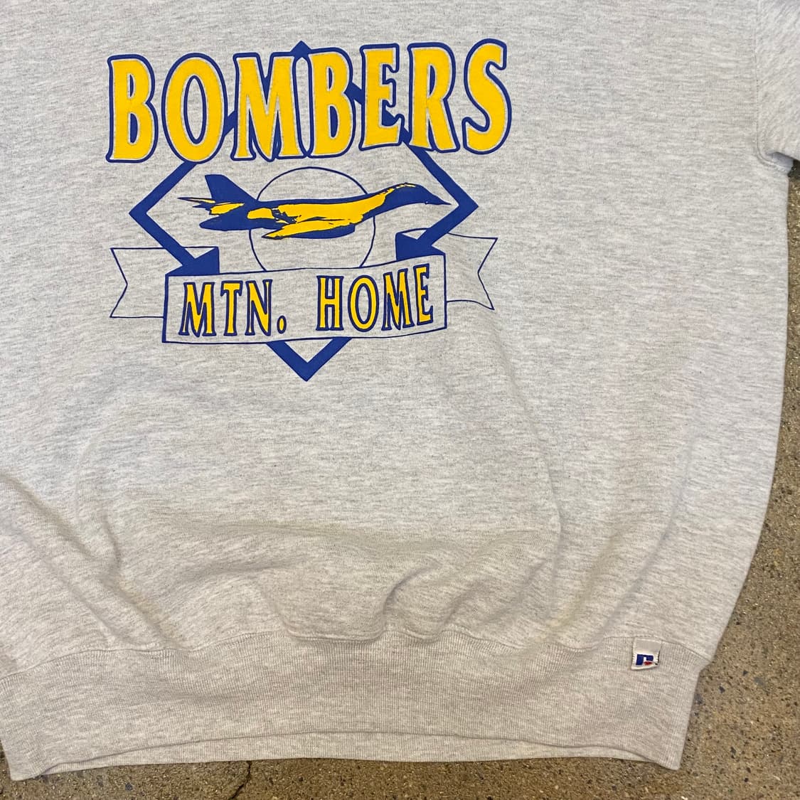 미국 빈티지 러셀 bombers 프린팅 멜란지 그레이 맨투맨 상품이미지3