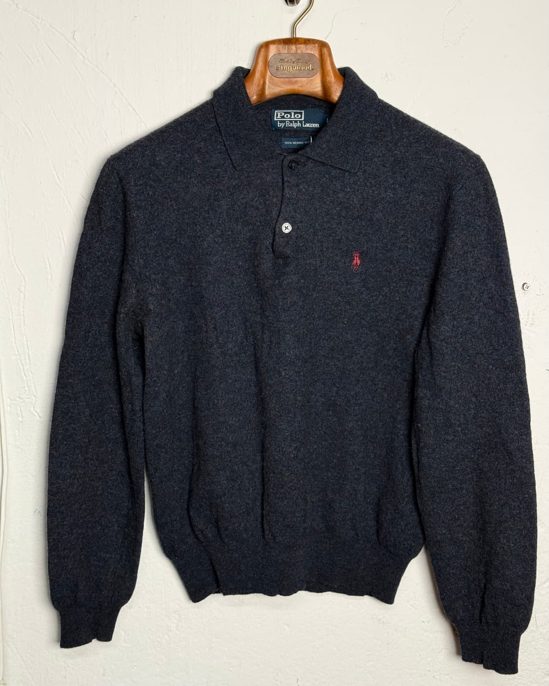 90's 폴로 랄프로렌 메리노 울 폴로셔츠 L [블루] 상품이미지1