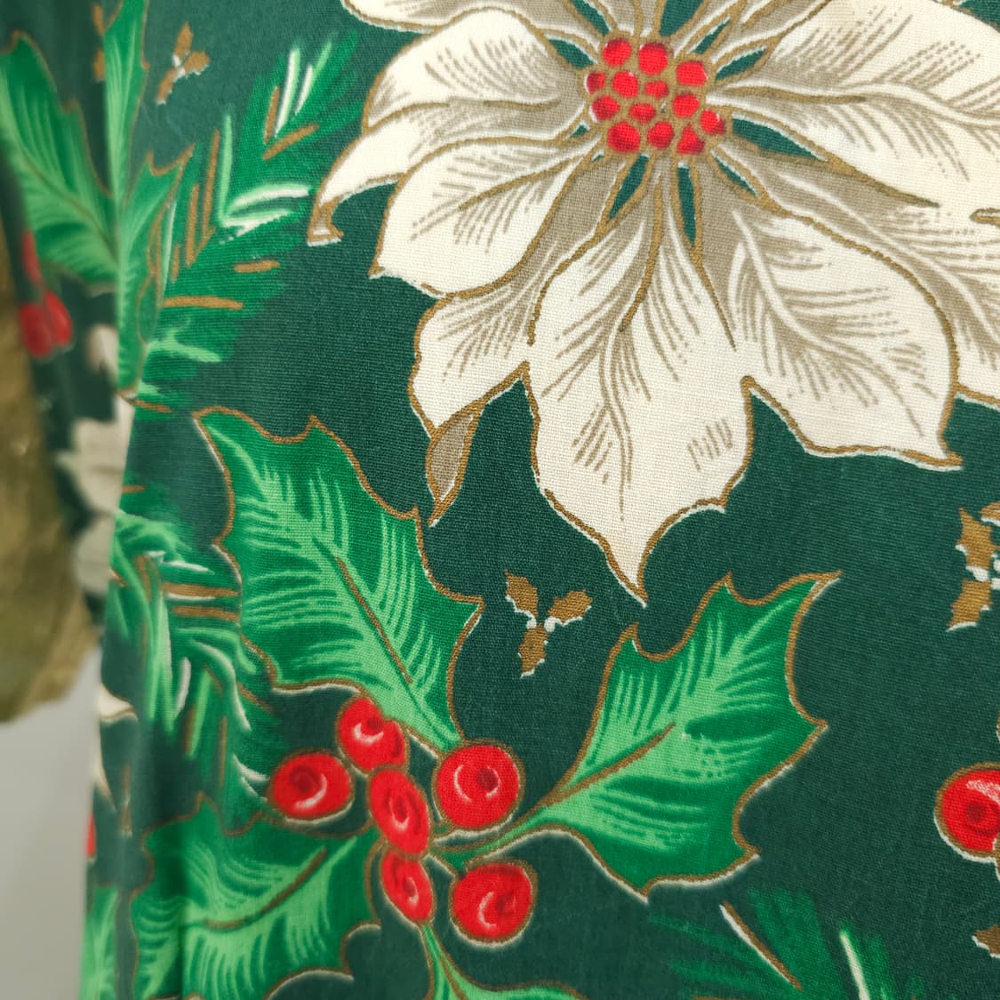 크리스마스 플라워 패턴 골드 러플 원피스 상품이미지7