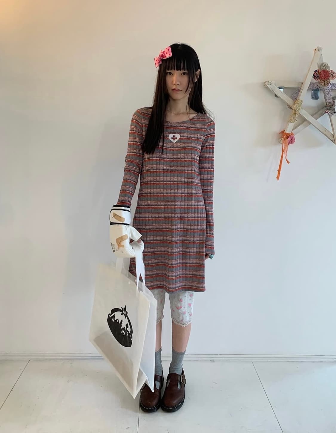 샵페어리 rainbow sheer knit mini dress 상품이미지1