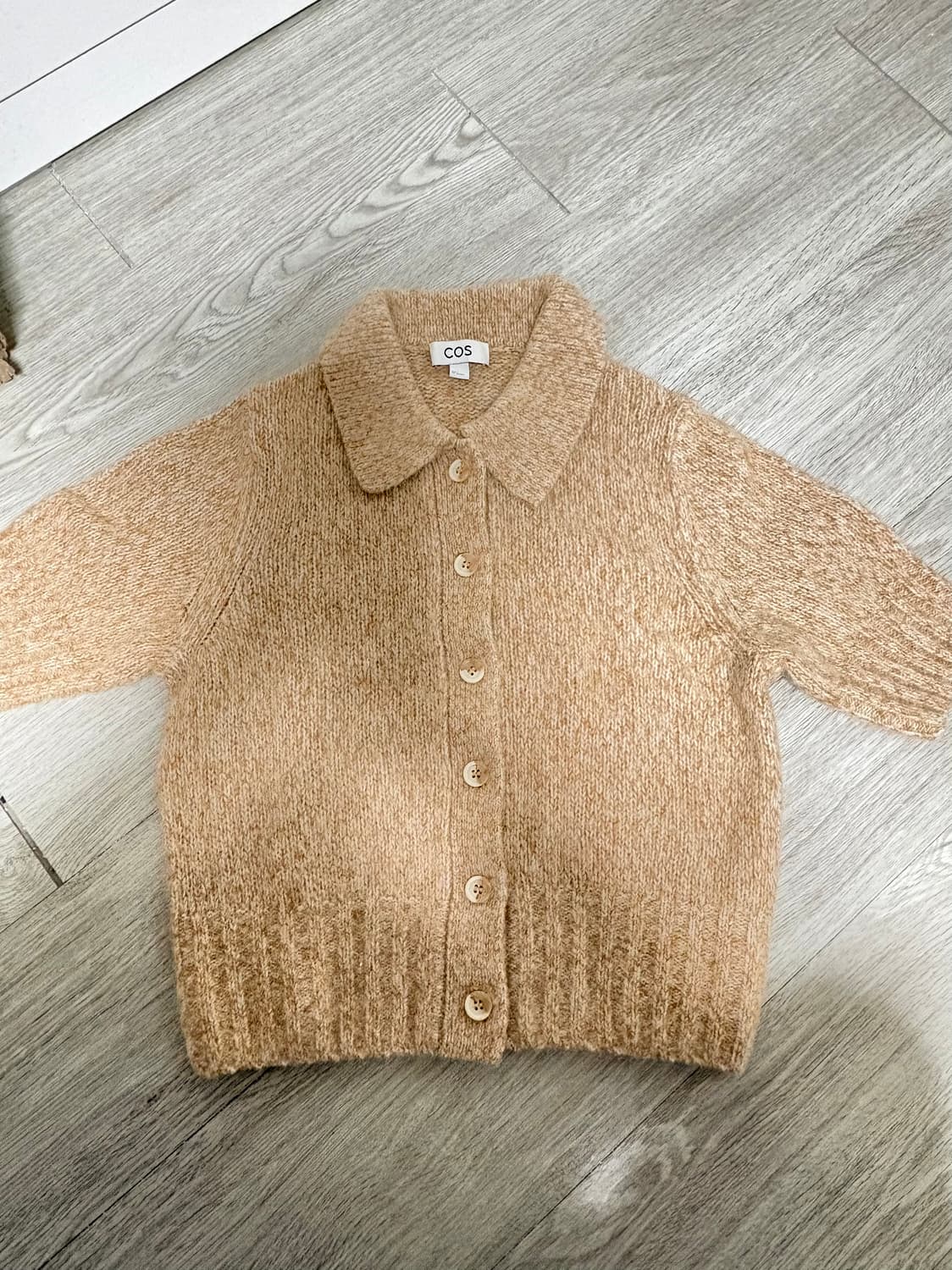 COS 쇼트 슬리브 니트 가디건 베이지 S 상품이미지4