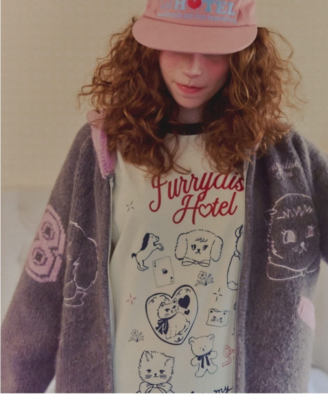 론론 furry 고양이 니트 후드집업 후드가디건 상품이미지3