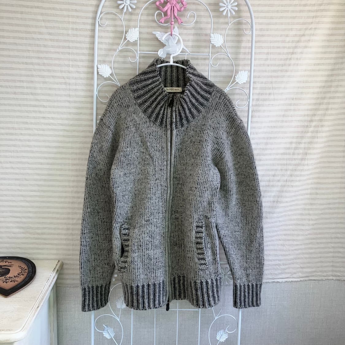 빈티지 멜란지 폴라 집업 y2k 스트릿 갸루 펑키468 상품이미지1