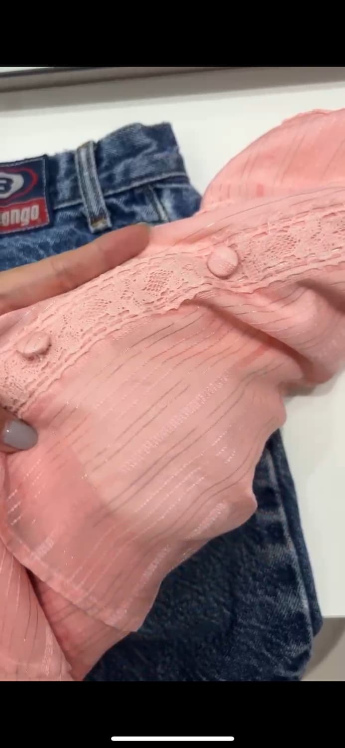 Vintage Pink Halter Neck Frill Blouse  상품이미지2