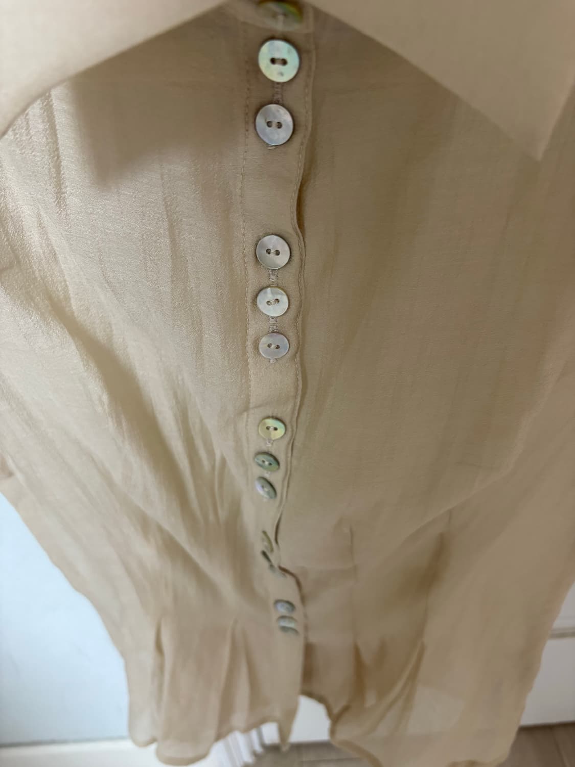 Sculptor sheer pleated hem blouse beige 상품이미지4