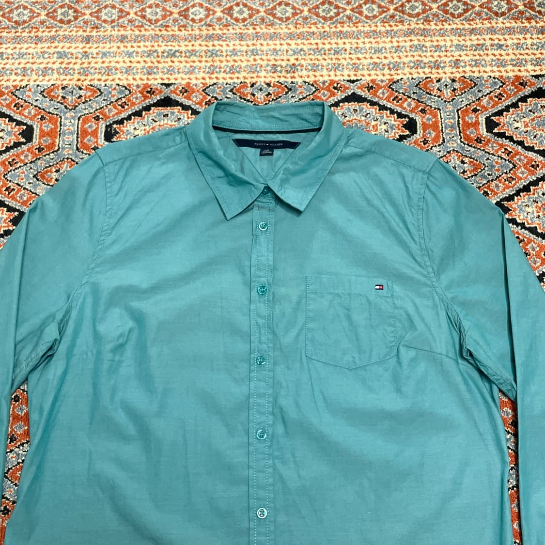 타미힐피거 청록 포켓 셔츠 여성L 상품이미지2