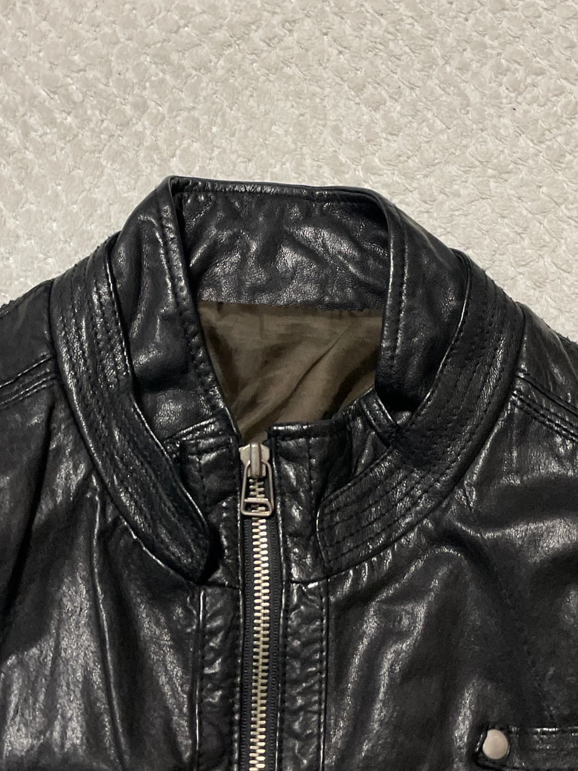 광희시장 웨스턴 무드 램스킨 양가죽 포켓 레더 자켓 다크 브라운 상품이미지3