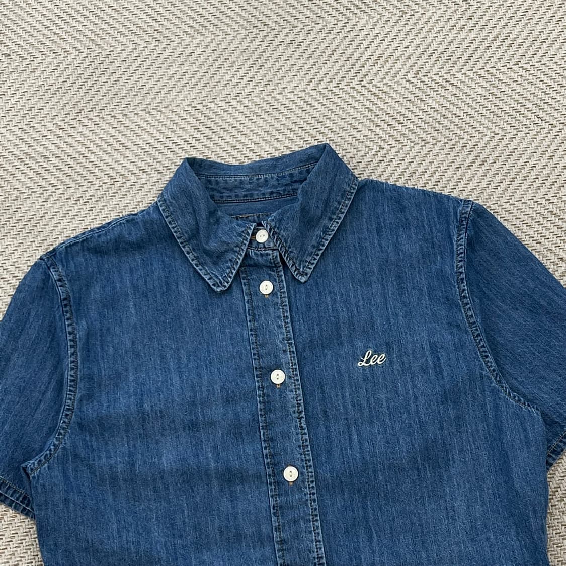 리 크롭 데님 셔츠 r3447 상품이미지3