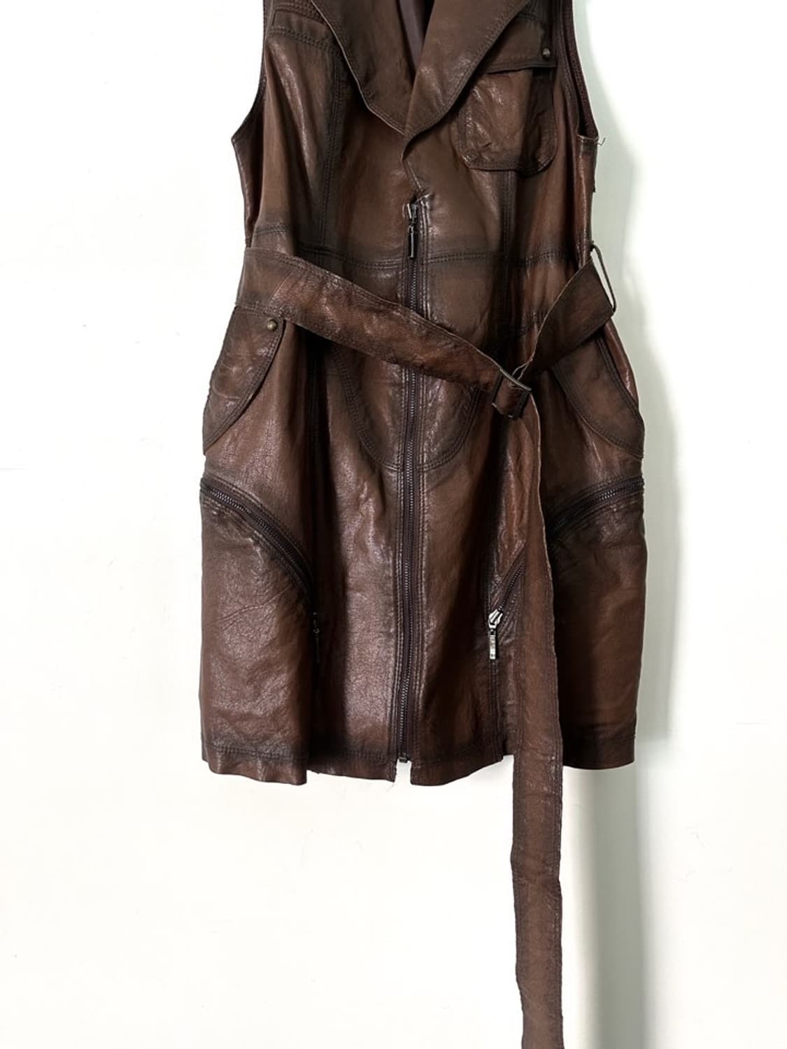 Sheep skin strap vest / brown 상품이미지2