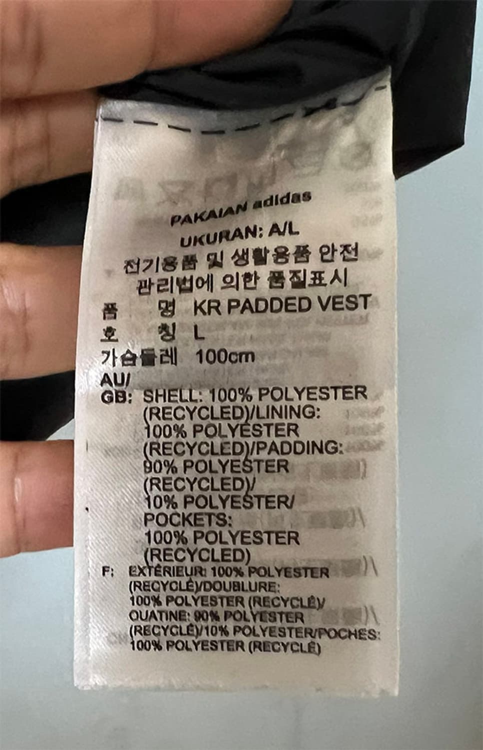 아디다스 골프 남자 경량 패딩조끼 웰론 추동 L 100 상품이미지5