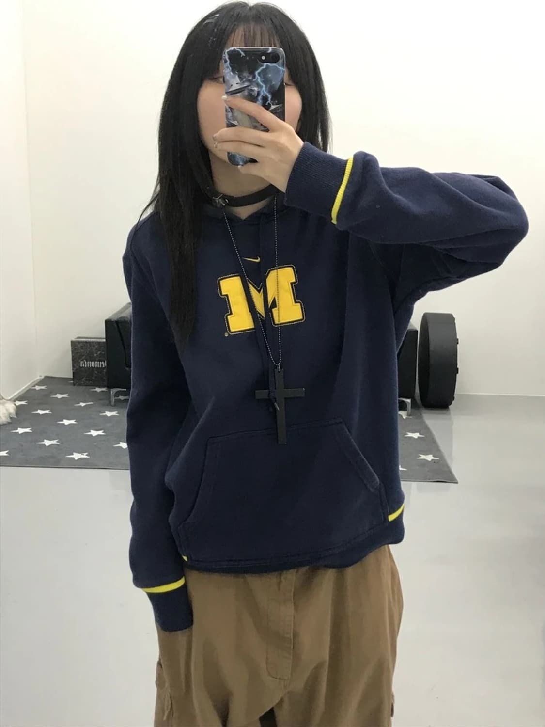 빈티지 나이키 로고 네이비 후드티 상품이미지2