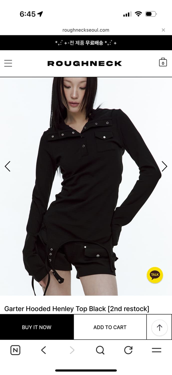  Garter Hooded Henley Top black 상품이미지1