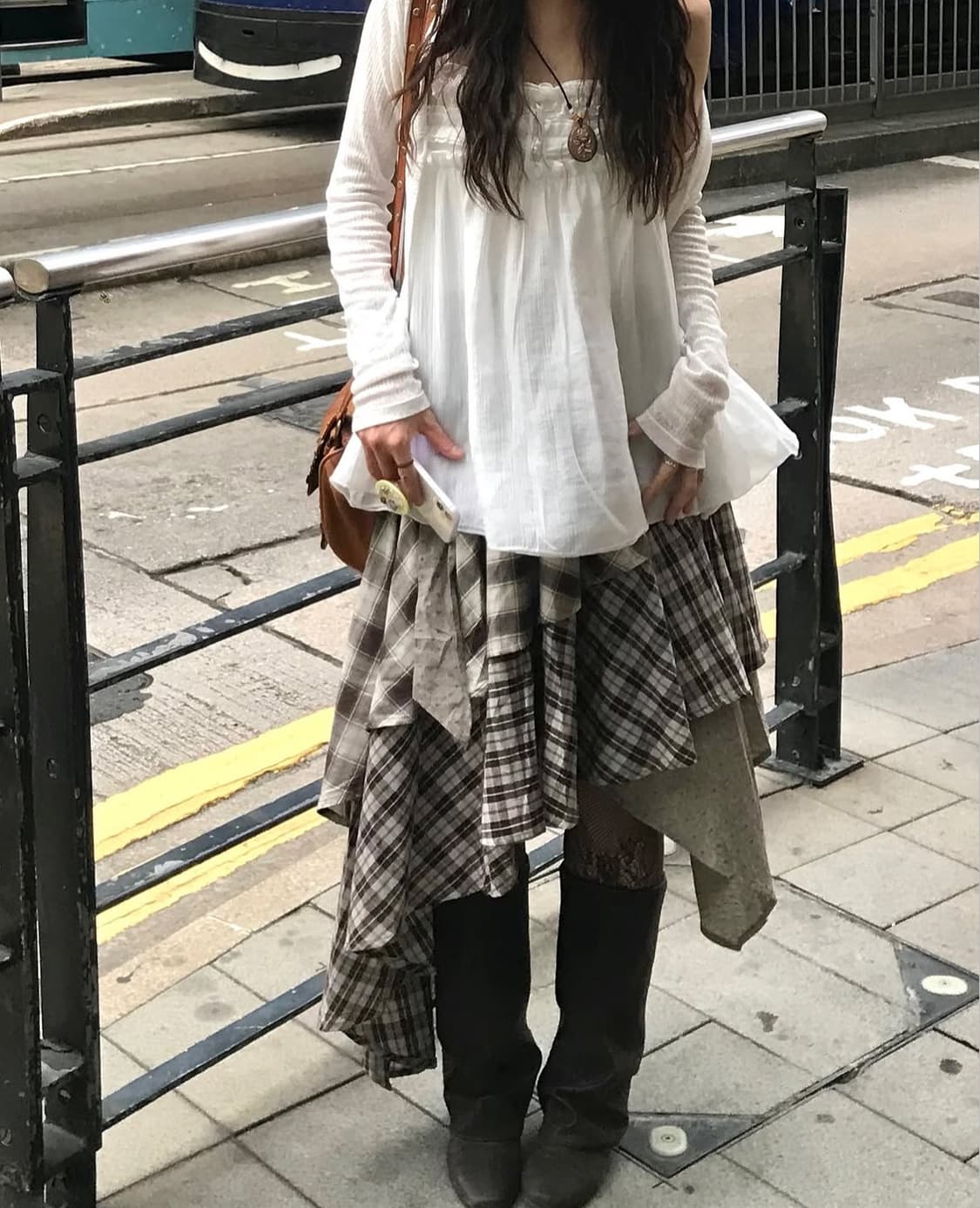 시즐 슈어 레이어드 체크스커트 상품이미지2