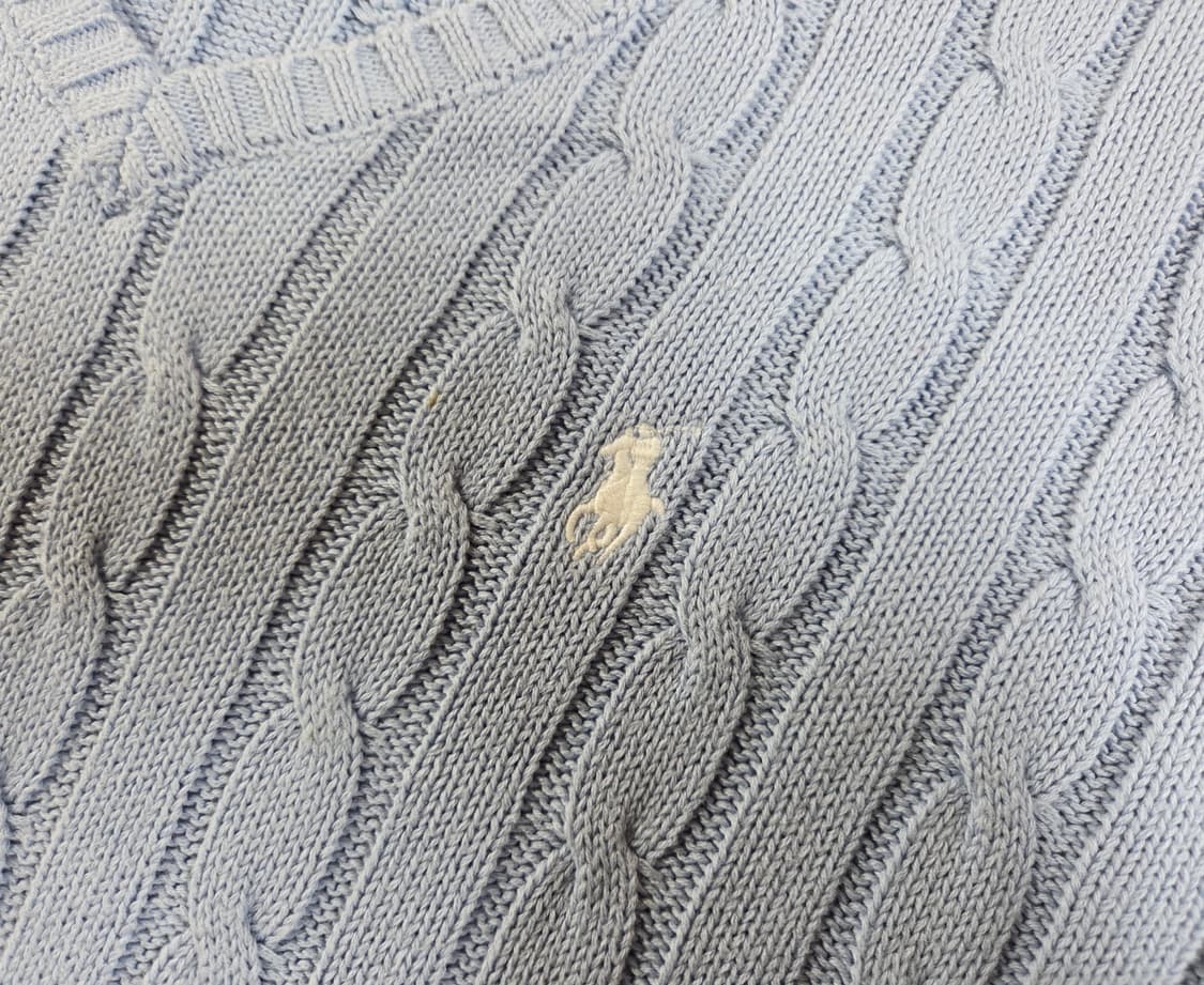 폴로 랄프로렌 라이트 블루 브이넥 케이블 니트
 상품이미지4