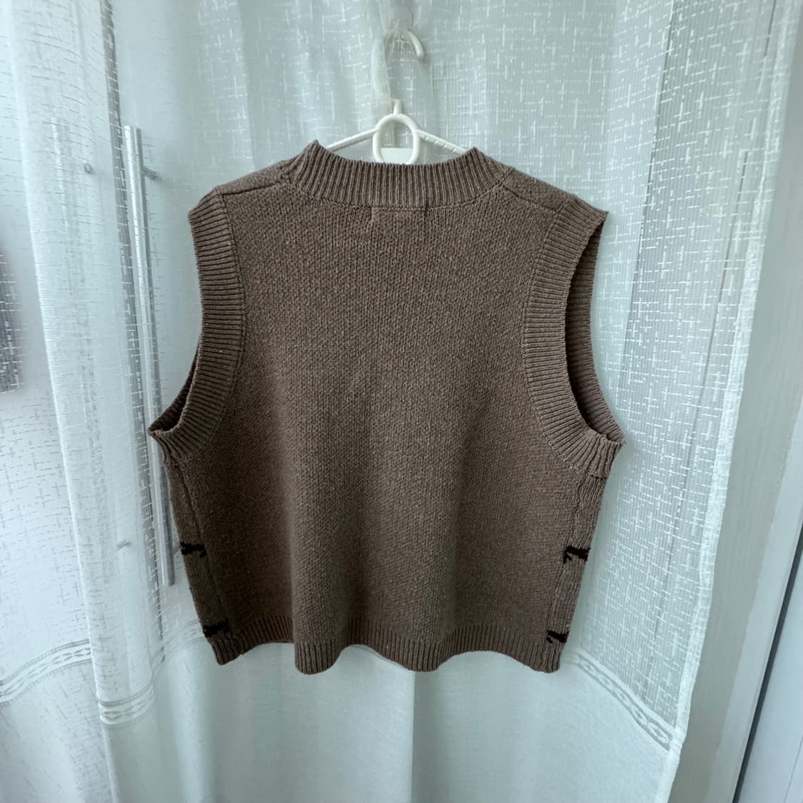 예쁜 브라운 빈티지 스타일 니트 조끼 프리 상품이미지6