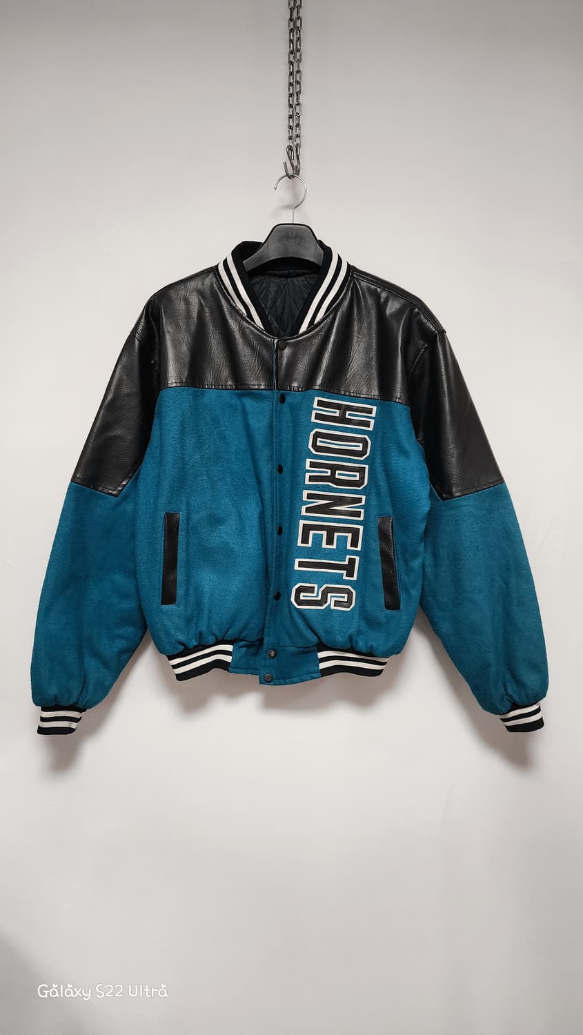 90s 빈티지 살럿호네츠 NBA 가죽 바시티자켓 상품이미지1