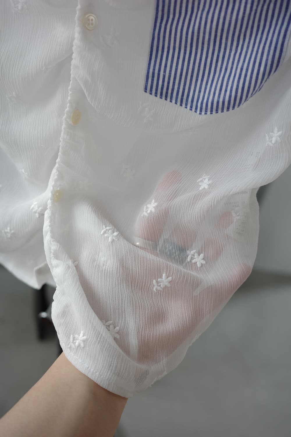 꼼데가르송 트리콧 체크 카라 셔츠 블라우스 상품이미지7