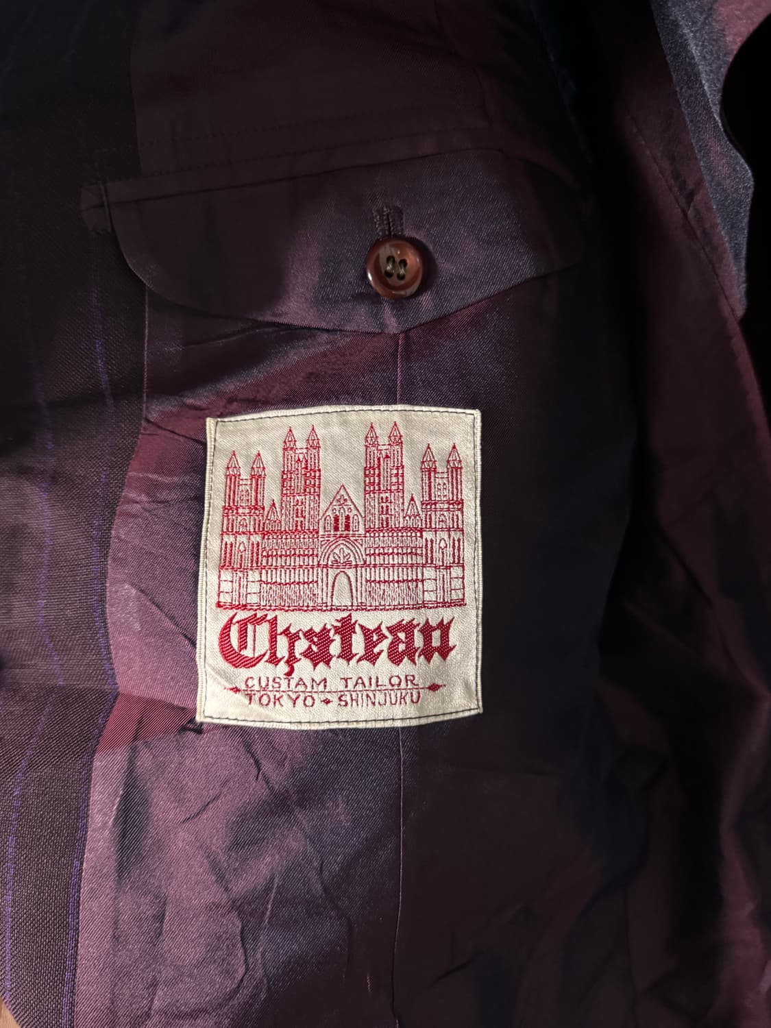 일본 도쿄 신주쿠 커스텀 와인색 스트라이프 정장 자켓 상품이미지4