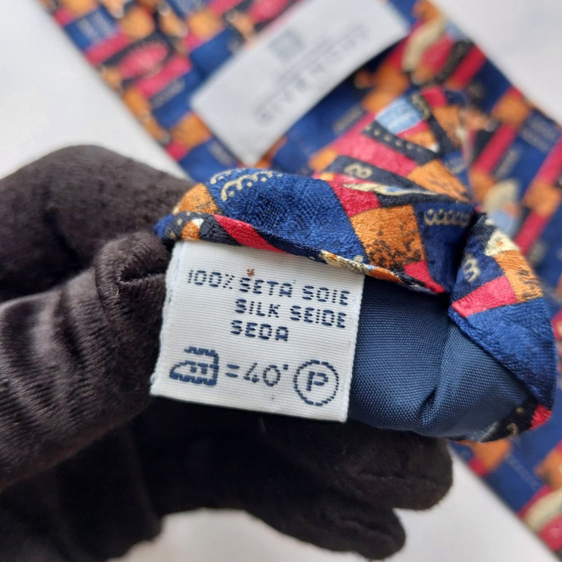 지방시 실크 블루 아트 패턴 넥타이 9.7cm A+등급 K2559 상품이미지9