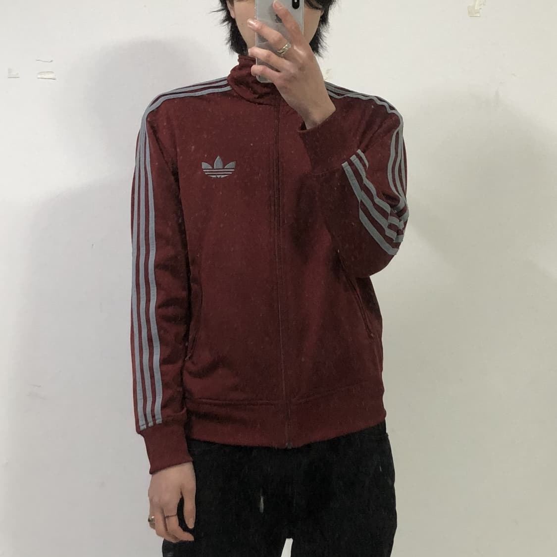 아디다스 파이어버드 버건디 회줄 져지  상품이미지3