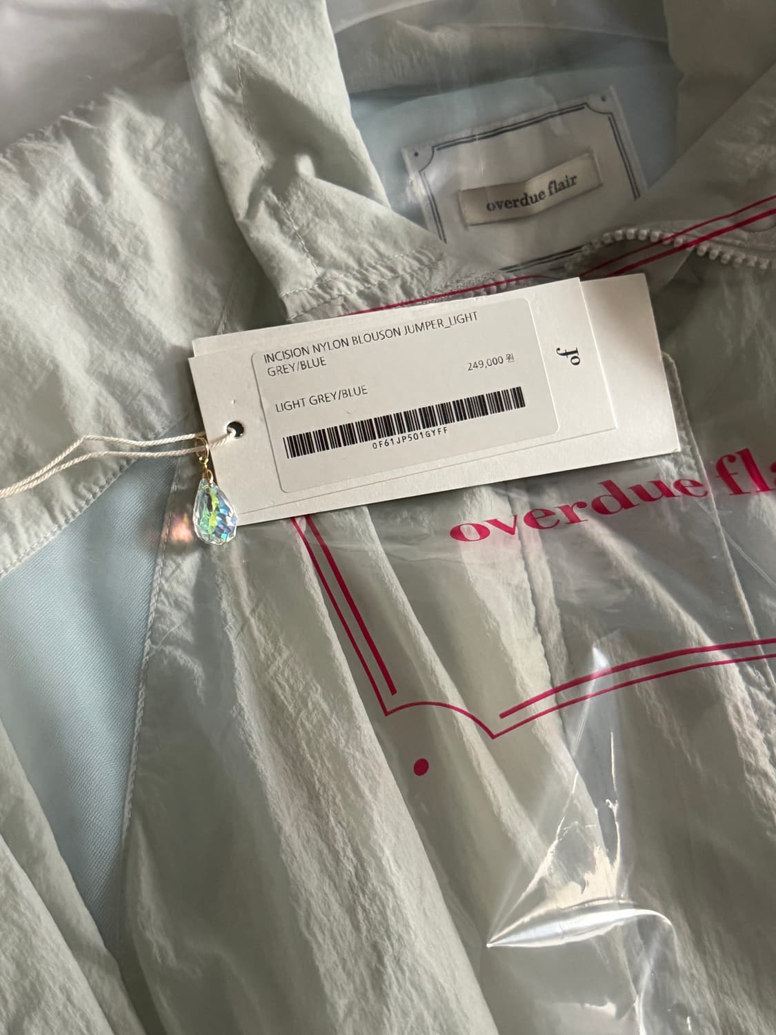 (새상품/택o) 오버듀플레어 인시젼 나일론 자켓 그레이블루 상품이미지4